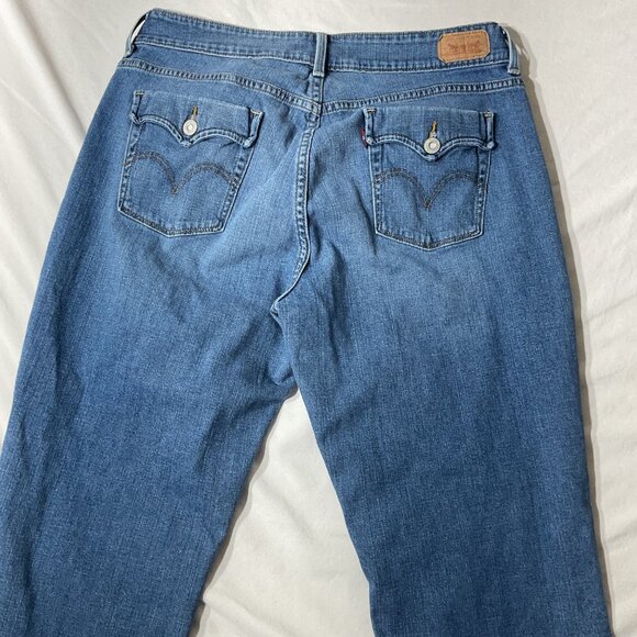 Levis 525 Womens Curvy Bootcut Denim Jeans Size 14 Medium Wash Cotton Blend Clas - Picture 7 of 11